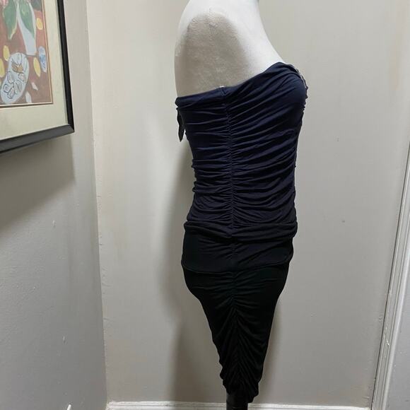 Young Fabulous Broke Strapless Navy to Black Ombré Ruched Dress, Sz Sm - Picture 10 of 11